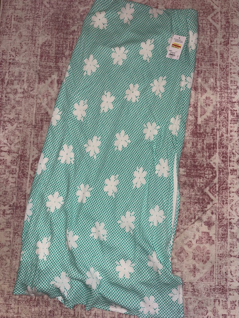 (New) SO Green and White Floral Maxi Skirt